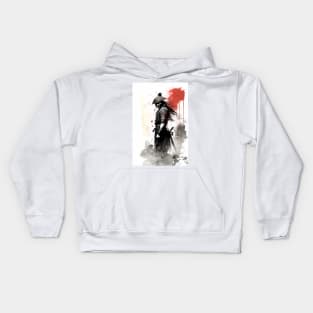 Inky Samurai Standing Watch Kids Hoodie